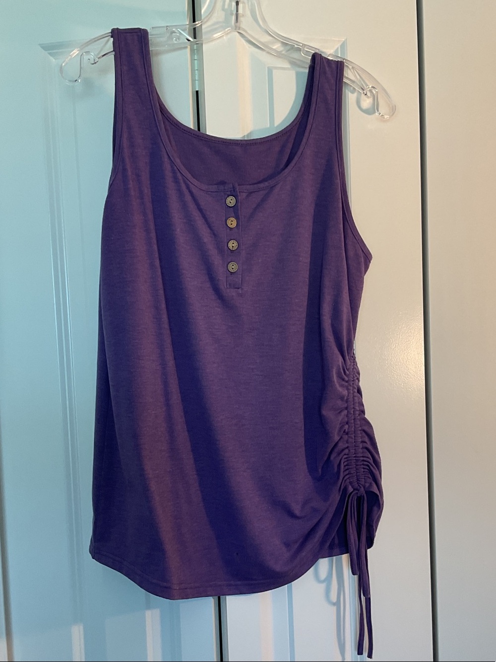 Purple Ruched-Side Tank Top - Women